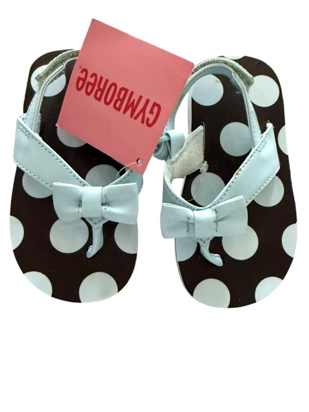 NWT Gymboree Light Blue Polka Dot Flip Flops Sandals 5-6 Girls
